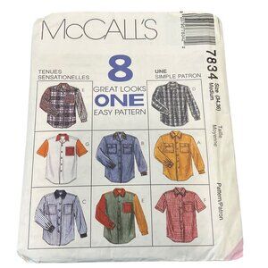 McCalls 7834 Mens & Misses Shirts Pattern Medium Size